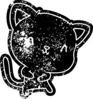 Grunge-Ikone der süßen kawaii Katze vektor
