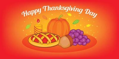 Thanksgiving Pie horizontales Banner, Cartoon-Stil vektor