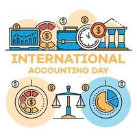 International Accounting Day Banner, Umrissstil vektor