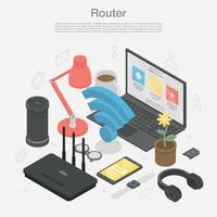 Router-Modem-Konzepthintergrund, isometrischer Stil vektor