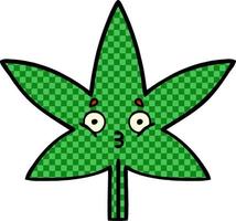 Cartoon-Marihuana-Blatt im Comic-Stil vektor