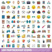 100 Partnerschaftssymbole im Cartoon-Stil vektor