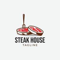 Retro-Steak-Logo-Design-Vorlage vektor