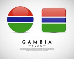 realistischer Gambia-Flaggen-Symbolvektor. satz von gambia flag emblem vektor
