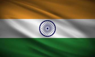 realistische gewellte flagge von indien hintergrundvektor. Vektor der gewellten Flagge Indiens