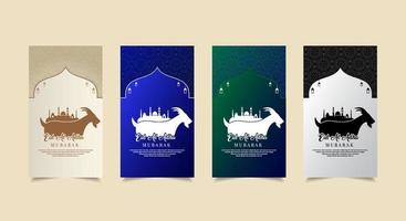 samling av färgglada eid al adha mubarak designmallberättelser vektor
