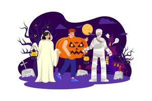 halloween-illustrationskonzept. flache Abbildung isoliert auf weißem Hintergrund vektor