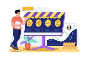 cryptocurrency marknadsplats platt illustration koncept vektor