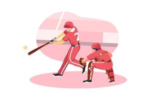 Baseball flaches Illustrationskonzept vektor