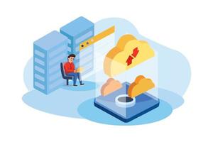 Arbeitgeber verwaltet Cloud-Server-Hosting vektor