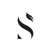 initial bokstav s logotyp med fjäder. trendigt designkoncept lyxigt fjäderelement och bokstaven s för företag vektor