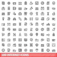 100 Internet-Icons gesetzt, Umrissstil vektor