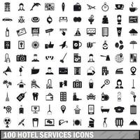 100 hotelltjänster ikoner set, enkel stil vektor