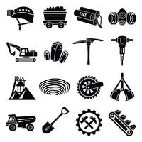 Coal Mine Icons Set, einfachen Stil vektor