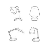 Schreibtischlampen-Icon-Set, Outline-Stil vektor