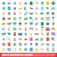 100 IT Business Icons Set, Cartoon-Stil vektor