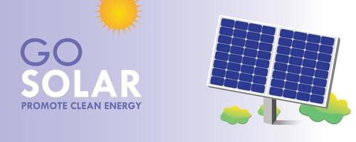 go solar illustration für infografik sonnenkollektor sonne sauberer strom grün erneuerbar nachhaltige energie selbstbewusstsein innovative energetische umwelt natur banner grafikvorlage vektor