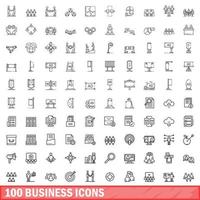 100 Business-Icons gesetzt, Umrissstil vektor