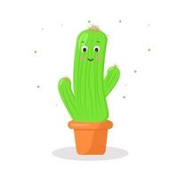 charakter kaktus in einem topf kawaii emotionen vektor