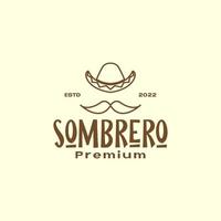 mustasch med sombrero hatt vintage logotyp design vektor grafisk symbol ikon illustration kreativ idé