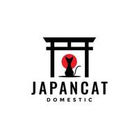 torii japan mit katze logo design vektorgrafik symbol symbol illustration kreative idee vektor