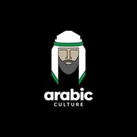 Kopf Mann mit dem kaffiyeh arabischen Logo Design Vektorgrafik Symbol Symbol Illustration kreative Idee vektor