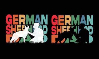 tysk herde pappa-t-shirt design. tysk herdehund design. vektor
