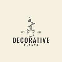 minimalistische töpfe mit pflanze dekorative ecke innen logo design vektorgrafik symbol symbol illustration kreative idee vektor