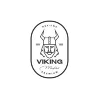 huvud viking med skägg och horn rodret logo design vektor grafisk symbol ikon illustration kreativ idé