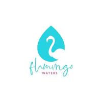Drop Wasser mit Flamingo Logo Design Vektorgrafik Symbol Symbol Illustration kreative Idee vektor