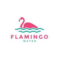 färgglada fågel flamingo simning logotyp design vektor grafisk symbol ikon illustration kreativ idé