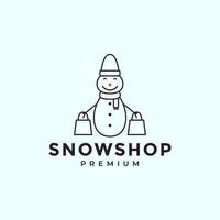 söt snö man med shoppingväska logotyp design vektor grafisk symbol ikon illustration kreativ idé