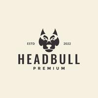 head bull hund hipster logotyp design vektor grafisk symbol ikon illustration kreativ idé