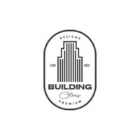 modernes Abzeichen mit Linie Gebäude Wolkenkratzer Logo Design Vektorgrafik Symbol Symbol Illustration kreative Idee vektor