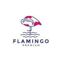 abstrakte linie kunst flamingo bunt mit see logo design vektorgrafik symbol symbol illustration kreative idee vektor