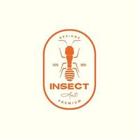 insekt myra färgad vintage badge logo design vektor grafisk symbol ikon illustration kreativ idé