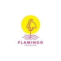 abstrakt flamingo linjekonst med solen logotyp design vektor grafisk symbol ikon illustration kreativ idé