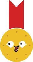 flache farbe retro cartoon goldmedaille vektor