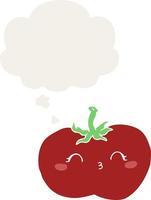 Cartoon-Tomate und Gedankenblase im Retro-Stil vektor