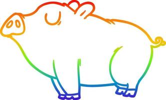 Regenbogen-Gradientenlinie Zeichnung Cartoon-Schwein vektor