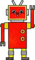 Retro-Grunge-Textur Cartoon glücklicher Roboter vektor