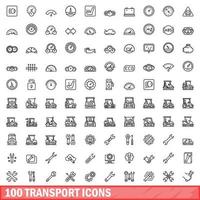 100 Transportsymbole gesetzt, Umrissstil vektor