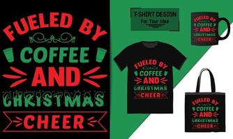 weihnachts-t-shirt-schriftzug, weihnachts-t-shirt-design, typografie-vektor, eine tasse, und lustige weihnachten, fertig zum druck vektor