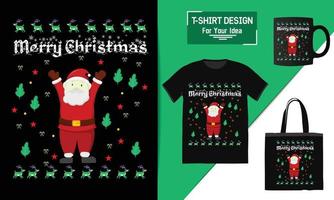 Weihnachts-T-Shirt-Schriftzug-Zitat, Weihnachts-T-Shirt-Design, Typografie-Vektor, eine Tasse und lustige Weihnachten, bereit zum Drucken vektor