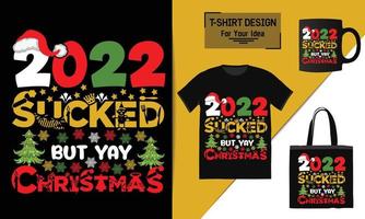 weihnachts-t-shirt-zitat, weihnachts-t-shirt-design, typografie-vektor eine tasse und lustiges weihnachten bereit zum druck vektor