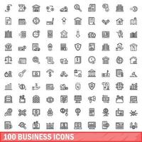 100 Business-Icons gesetzt, Umrissstil vektor