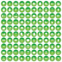 100 Farmsymbole setzen grünen Kreis vektor