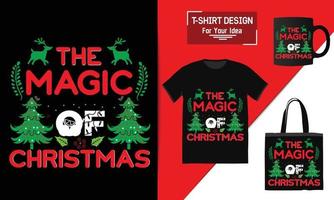 Weihnachts-T-Shirt-Schriftzug-Zitat, Weihnachts-T-Shirt-Design, Typografie-Vektor, eine Tasse und lustige Weihnachten, bereit zum Drucken vektor