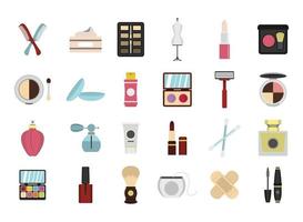 Beauty-Element-Icon-Set, flacher Stil vektor