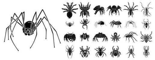 Spinnensymbole gesetzt, einfacher Stil vektor